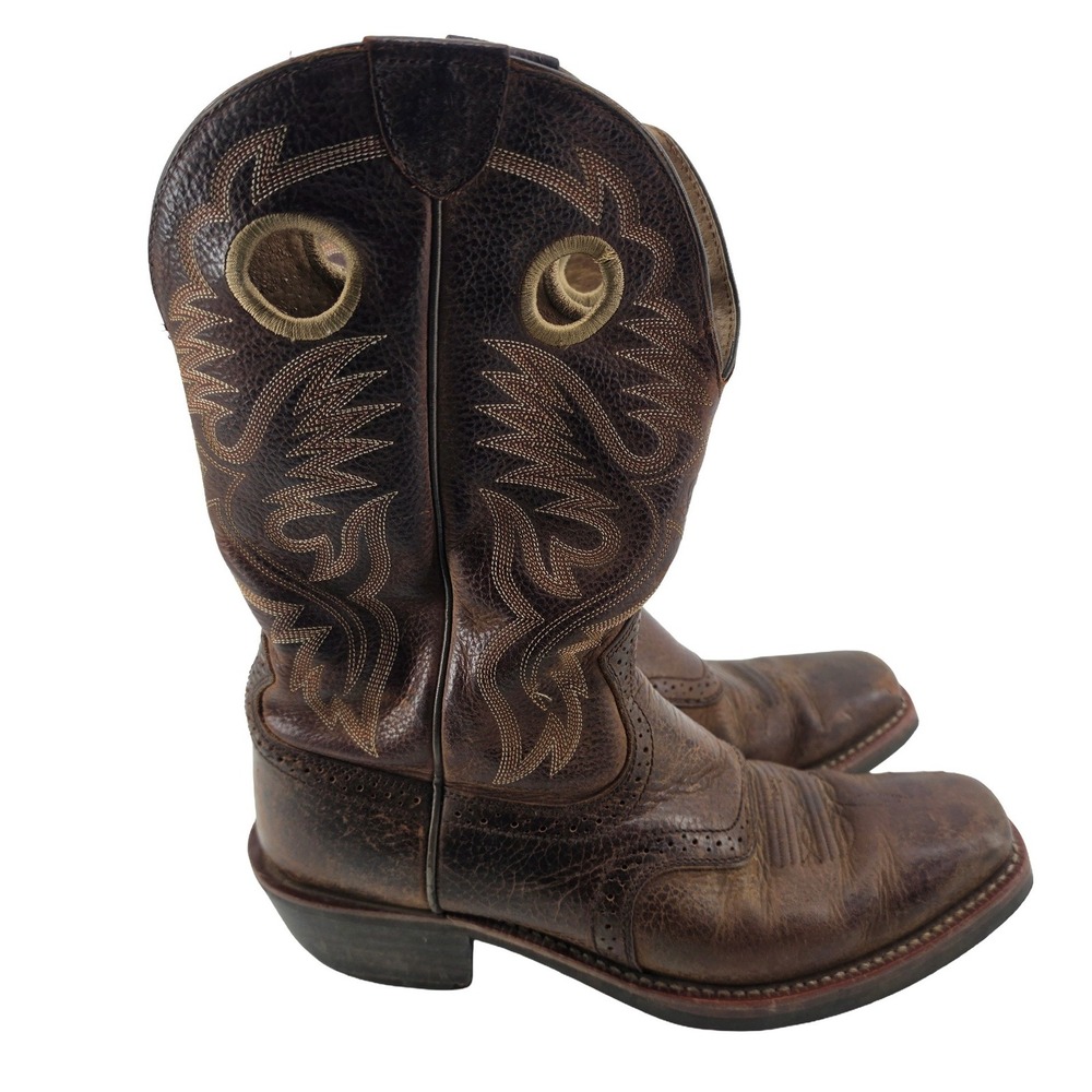 Ariat Heritage Stockman Brown Leather Cowboy Boots Mens 11.5 EE Wide 10002227